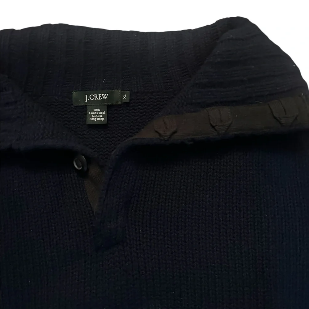 J.Crew Lambs Wool Pullover Knit Sweater - Mens Size XL - Navy Blue